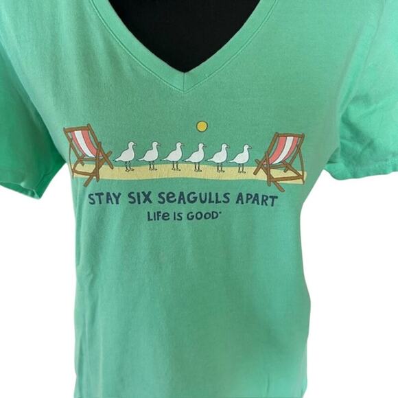Life is Good "Stay Six Seagulls Apart" Crusher Tee - Women's M - Picture 2 of 7